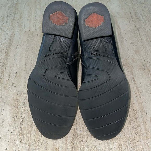 HARLEY DAVIDSON Black Leather Mid-Calf Biker Boot Size 7.5 Strap Buckle 2" Heel - Picture 8 of 15